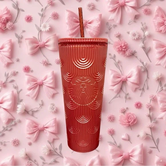 Starbucks Venti Pink Shimmer Shell Mermaid Scales Cold Cup Tumbler NWT - Picture 2 of 6